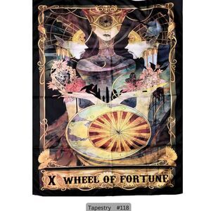 The Wheel of Fortune Tarot Card Tapestry Hanging‎ Wall Decor